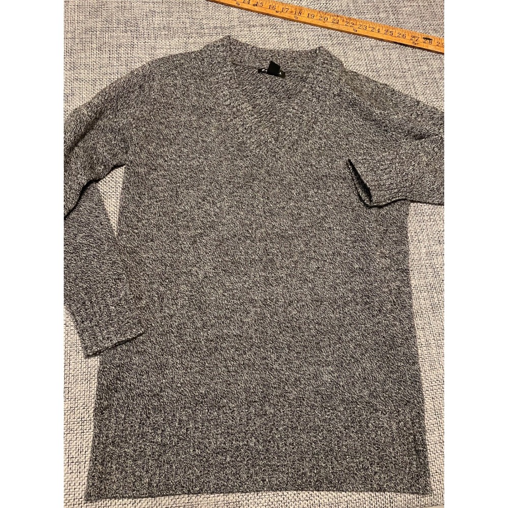 Athleta Vital V-Neck Tunic Sweater XS Black White Marled Wool Cashmere Blend